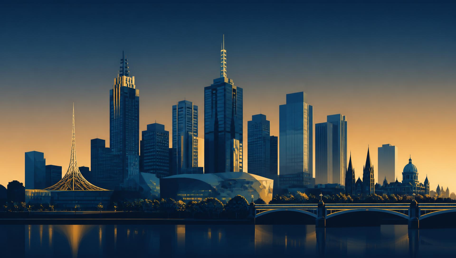 Melbourne city skyline at dusk